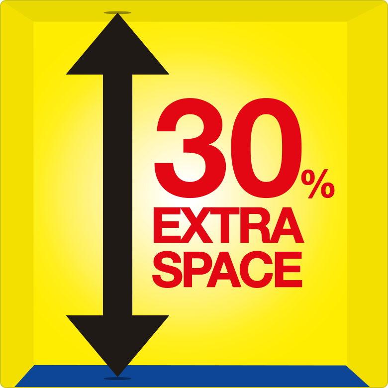 30 Percent Extra Storage Space Free